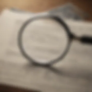 Examination of Financial Viability Illustration showing a magnifying glass analyzing income and expenses