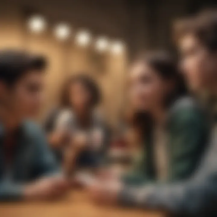 Illustration of a diverse group of teenagers discussing financial literacy