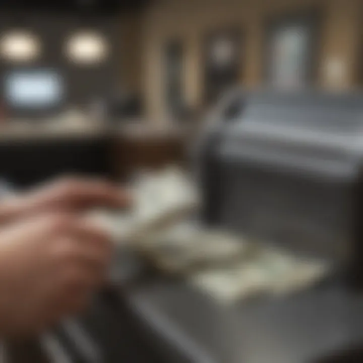 Cash deposit being made at a bank teller