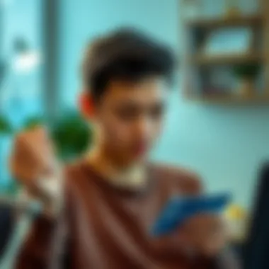 Managing Finances Responsibly A young individual managing finances with a bank card