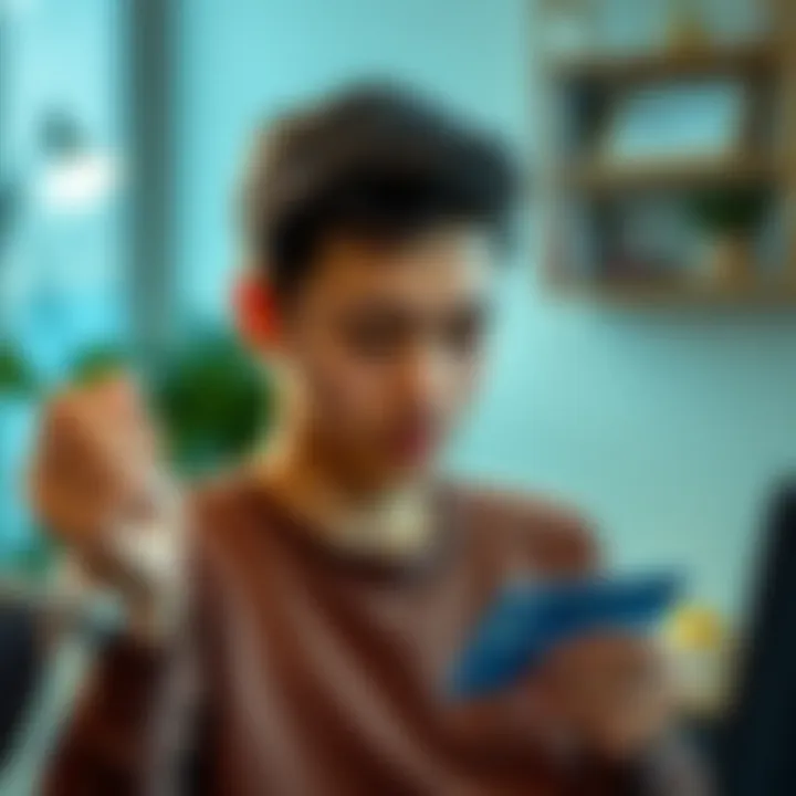 Managing Finances Responsibly A young individual managing finances with a bank card