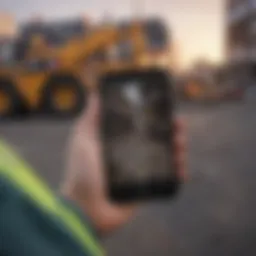 User navigating a job site app on a smartphone