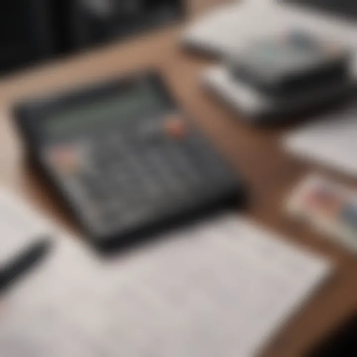 Calculator and financial documents on a desk