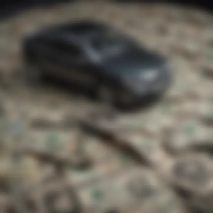 Car key on a pile of money