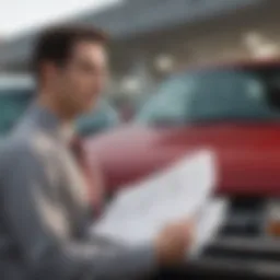 Illustrative depiction of a person analyzing a Carfax report