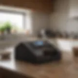 A modern coin counter on a kitchen counter