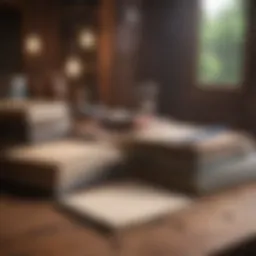 A variety of notebook styles arranged on a wooden table.