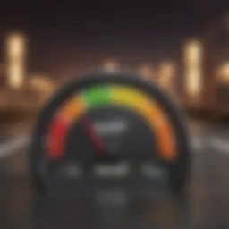 Illustration of a credit score gauge showcasing improvement