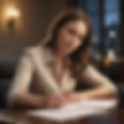 Businesswoman writing thank you letter