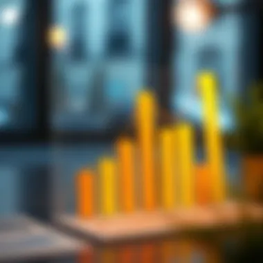 Illustration of revenue projections with growth indicators