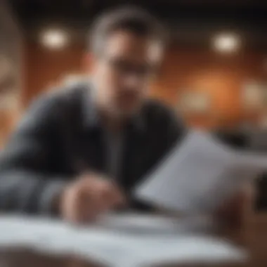 Expert Accountant Reviewing Tax Documents Professional accountant reviewing tax documents with focus