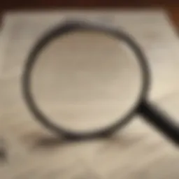 Investigative magnifying glass on financial documents