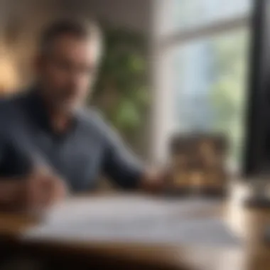 Analyzing Mortgage Rates Single father reviewing mortgage rates