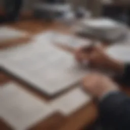 Insurance adjuster reviewing claim documents