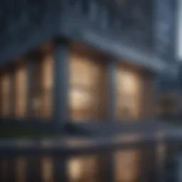 A modern bank building showcasing advanced architecture