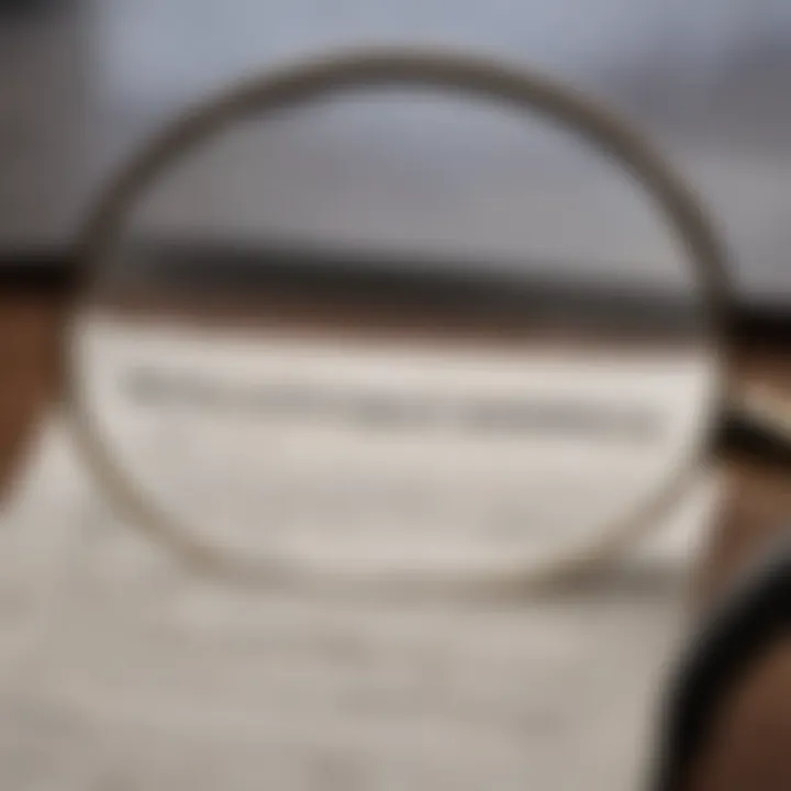 Magnifying glass focusing on insurance terms