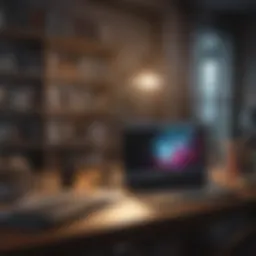 A diverse workspace setup featuring a laptop and notepad