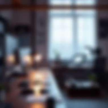 A creative workspace with digital tools and resources for online professionals