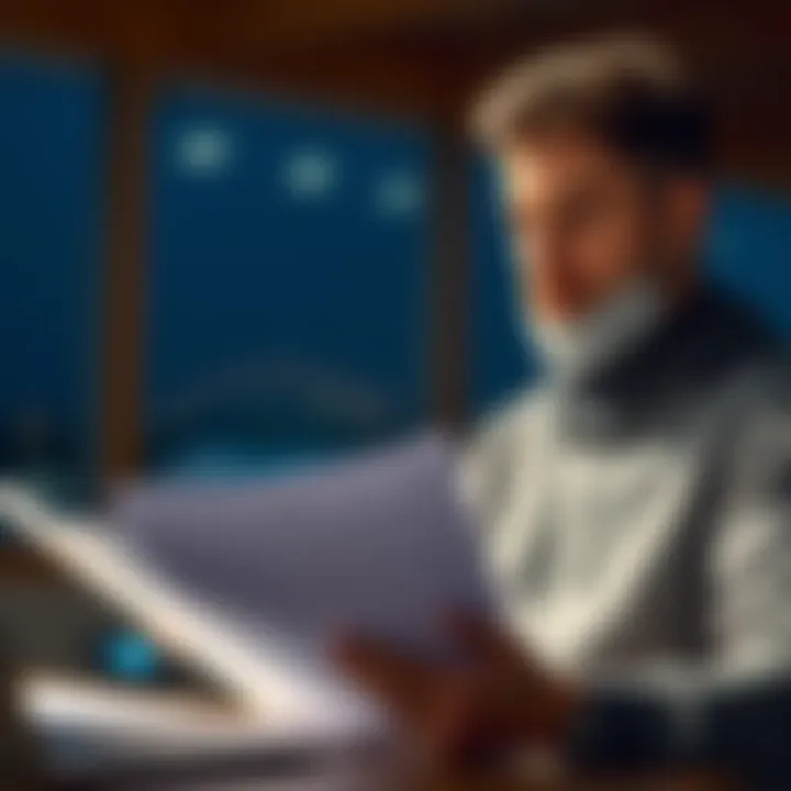 A confident individual reviewing financial documents for a boat loan