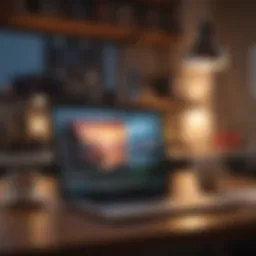 A vibrant workspace with a laptop and coffee, symbolizing freelance opportunities.