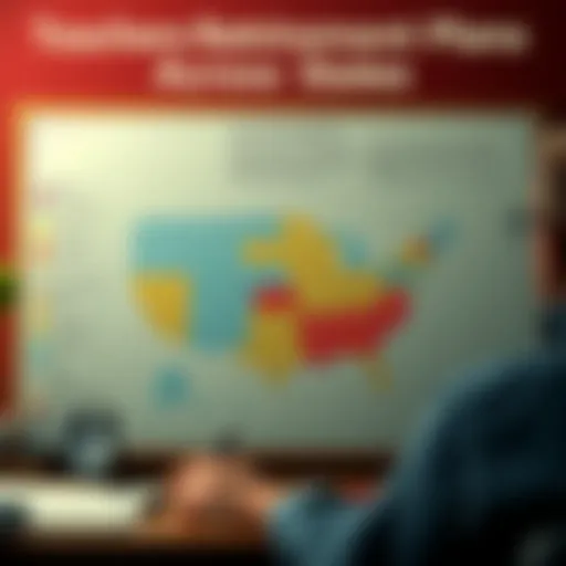 A detailed chart illustrating various state teacher retirement plans