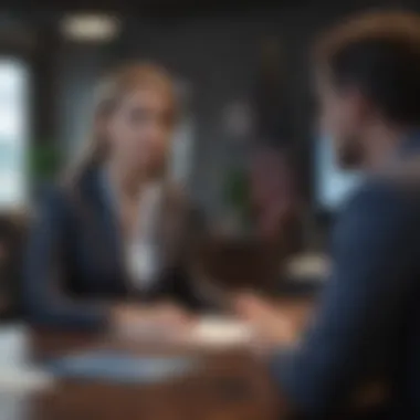 Recruitment Agency Engagement A recruitment agency professional engaging with a candidate in an office setting.