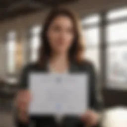 A professional holding a certificate symbolizing resume writing expertise