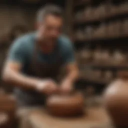 Artisan Craftsperson meticulously shaping unique pottery