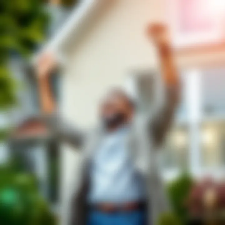 A successful homebuyer celebrating mortgage approval