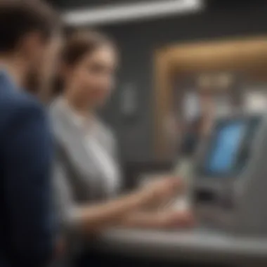 Bank teller assisting a customer