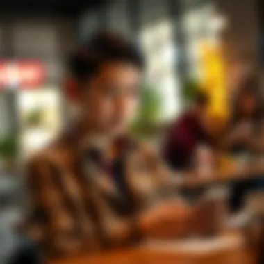 A student using a mobile app to track spending