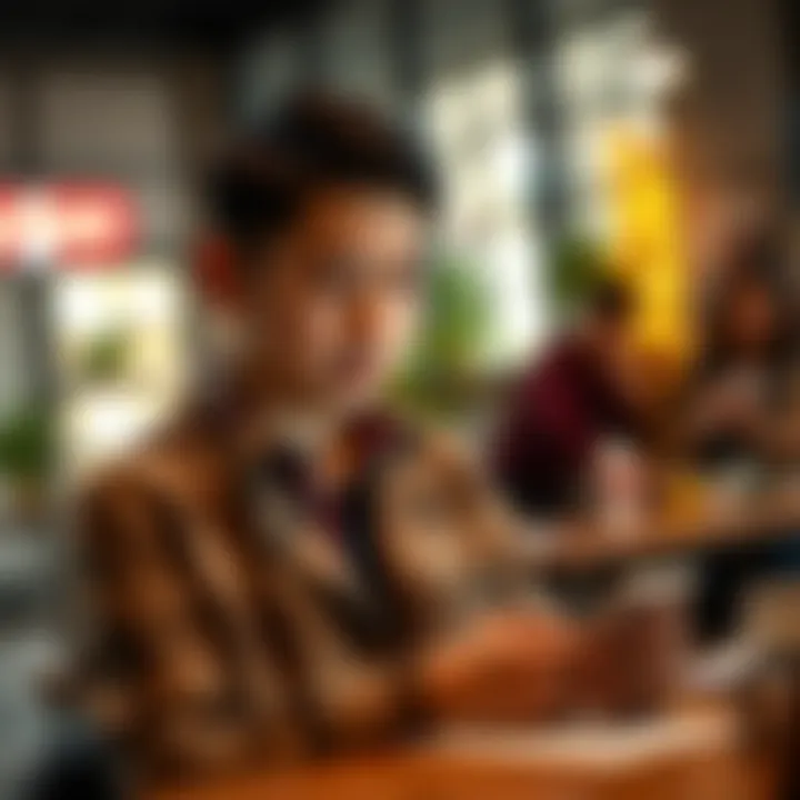 A student using a mobile app to track spending