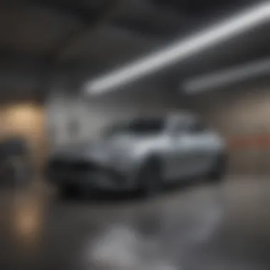 Luxurious Garage Parked Car Covered car parked in a luxurious garage