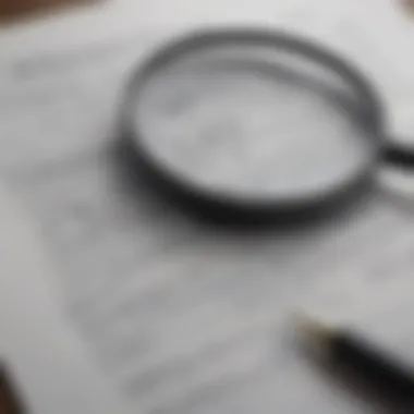 Illustration of a magnifying glass on paperwork