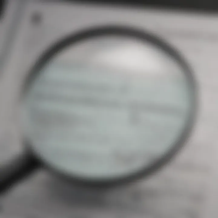 Illustration of a magnifying glass focusing on tax document details