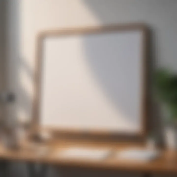 Minimalist whiteboard with wooden frame