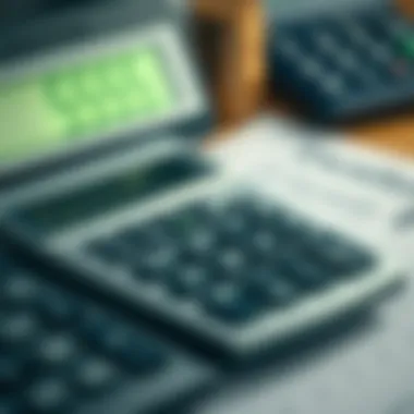 Calculator displaying financial figures