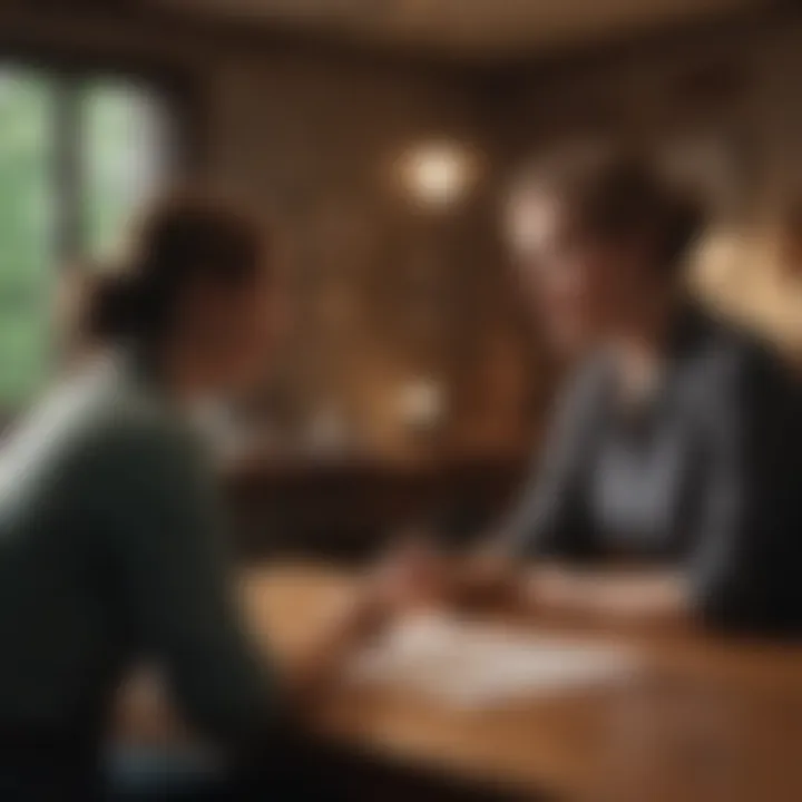 Parent discussing wages with a nanny in a friendly setting