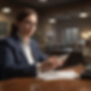 Bank representative discussing overdraft policies