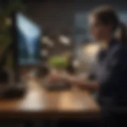 A person using assistive technology at a desk