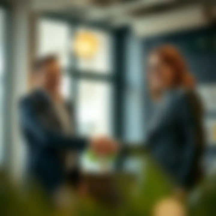 Happy tenant and landlord shaking hands after a successful lease signing