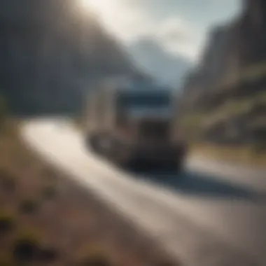 Moving truck on a scenic highway