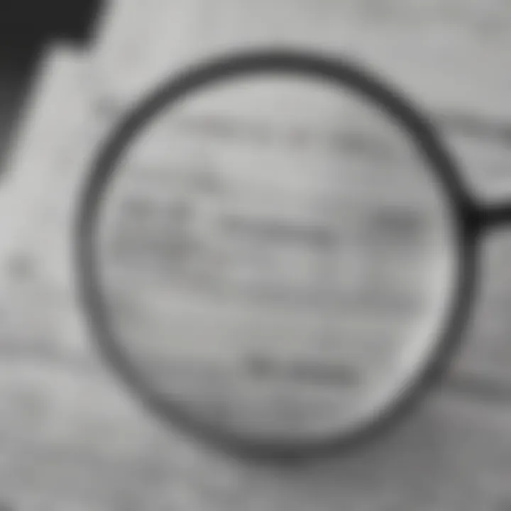 Abstract representation of tax forms and magnifying glass emphasizing attention to detail