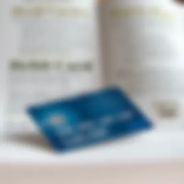 A close-up of a prepaid debit card with financial literacy tips in the background.