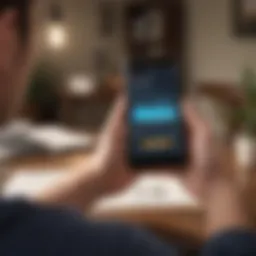 Illustration of a user engaging with a budget tracker app