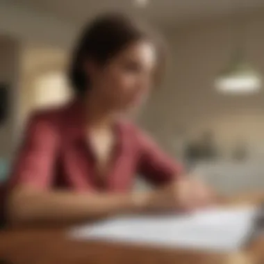 Completing Housing Assistance Application Single mother filling out housing assistance application form