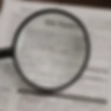 Illustration of a magnifying glass focusing on tax forms