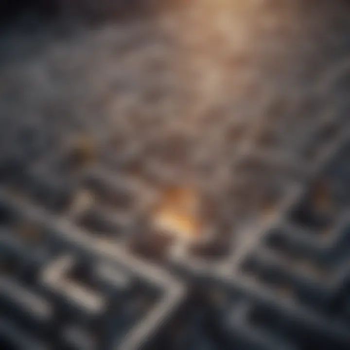 Illustration showcasing a maze with a clear path towards credit improvement