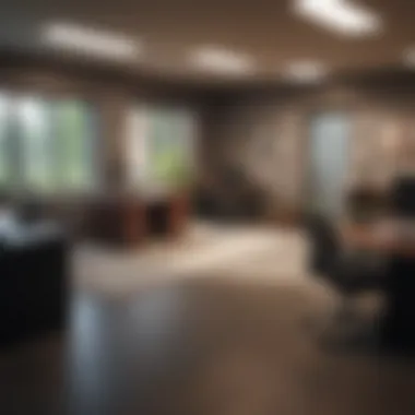 Title Company Office Overview An overview of the title company office with professionals at work