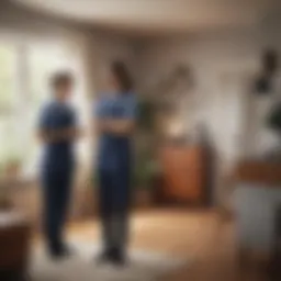 A serene home environment showcasing household staff in a supportive role.